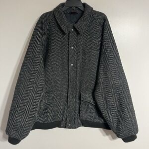 Sergio Valente Vintage Men's Wool Blend Herringbone Bomber Jacket Size 3X Tall